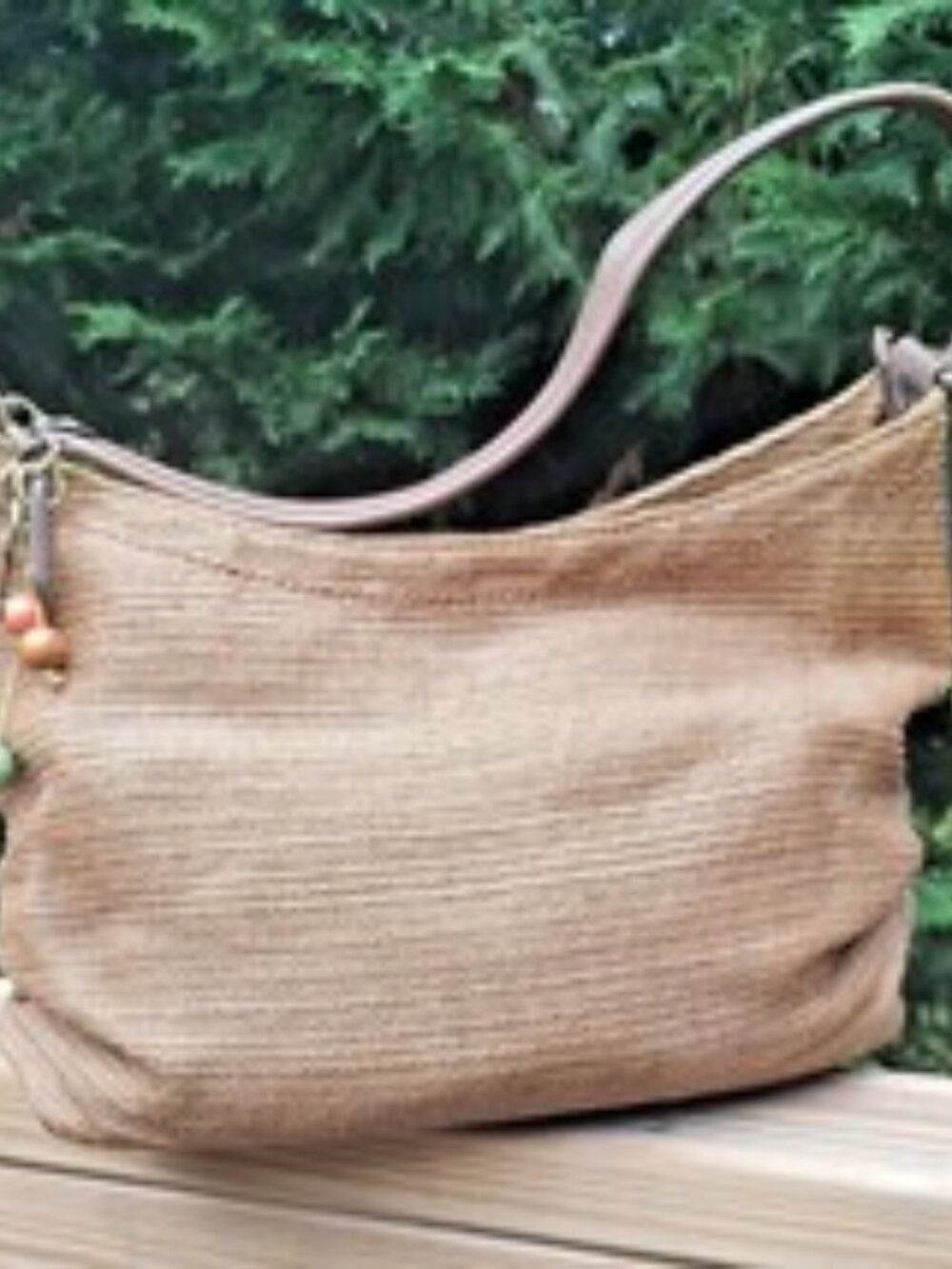 FOSSIL Woven Purse Handbag Medium w/ Key and Charms